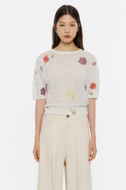 Mujer BIMBA Y LOLA Punto<Jersey Ajustado Lino Flowers Gris