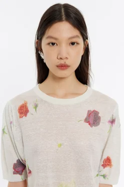 Mujer BIMBA Y LOLA Punto<Jersey Ajustado Lino Flowers Gris