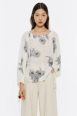 Mujer BIMBA Y LOLA Punto<Jersey Fruncido Lino Canary Pop Blanco