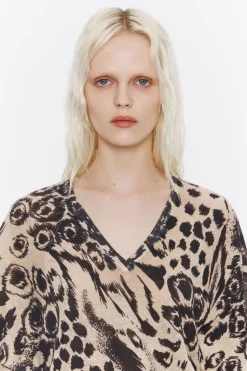 Mujer BIMBA Y LOLA Punto<Jersey Lino Animal Mix Camel