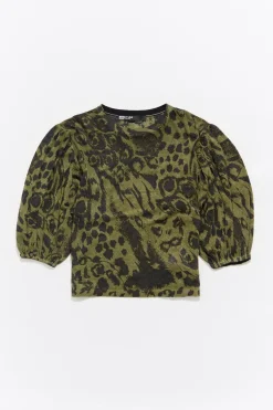 Mujer BIMBA Y LOLA Punto<Jersey Lino Animal Mix Verde