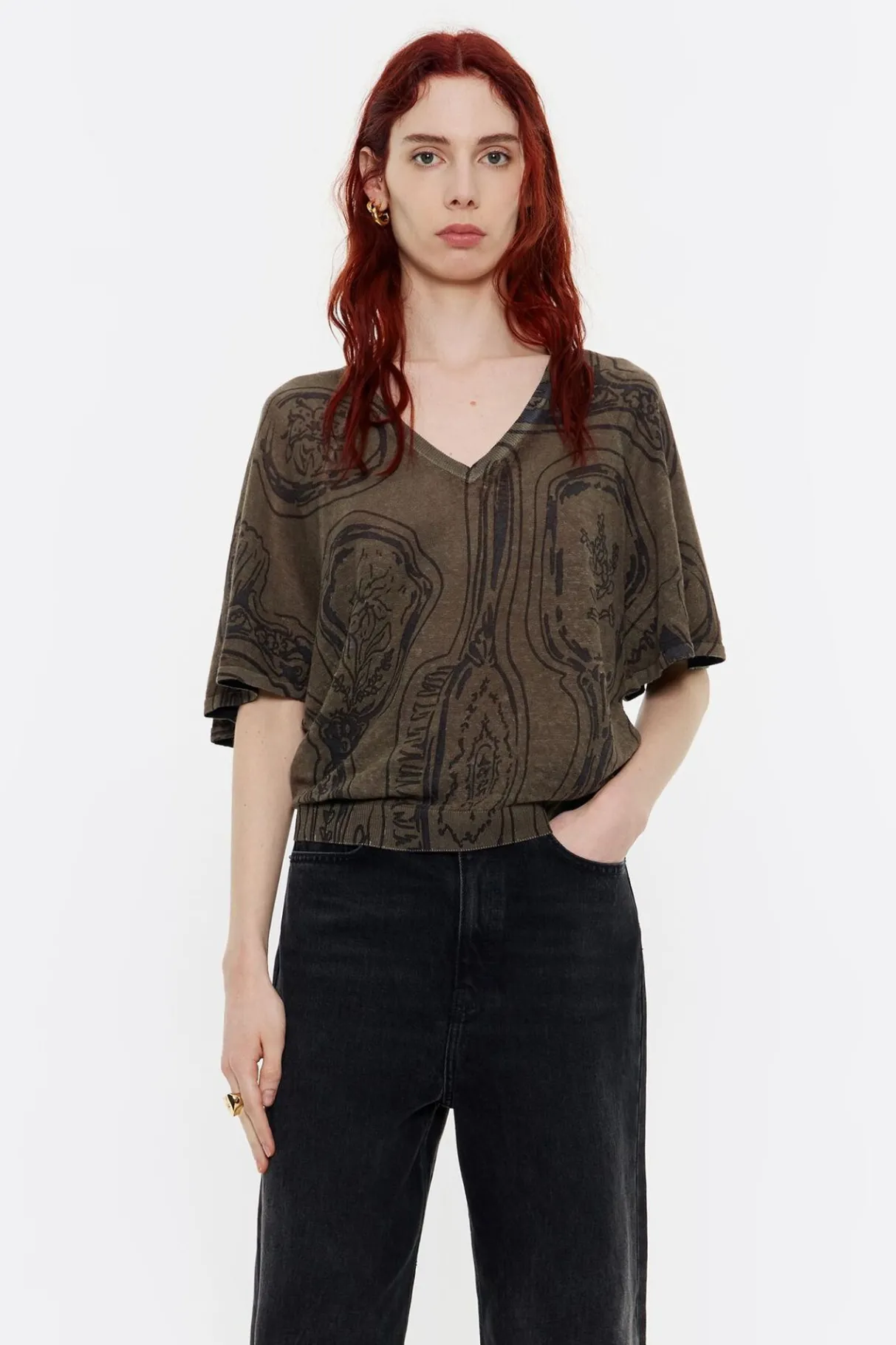 Mujer BIMBA Y LOLA Punto<Jersey Lino Mirrors Caqui