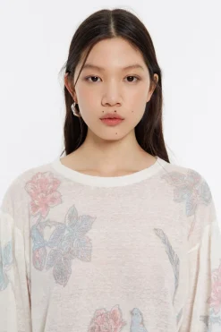 Mujer BIMBA Y LOLA Punto<Jersey Manga Abullonada Birds Marfil