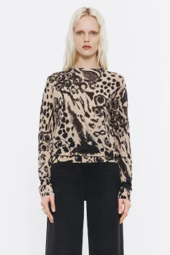 Mujer BIMBA Y LOLA Punto<Jersey Recto Lino Animal Mix Camel