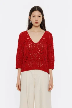 Mujer BIMBA Y LOLA Punto<Jersey Recto Punto Calado Rojo