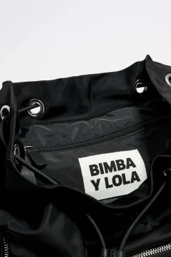 Mujer BIMBA Y LOLA Bolsos Nylon<Mochila Mediana Multibolsillos Negra