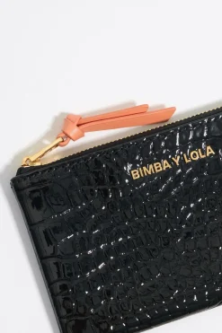 Mujer BIMBA Y LOLA Carteras Y Monederos<Monedero Grabado Cocodrilo Negro