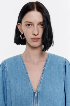 Mujer BIMBA Y LOLA Denim<Mono Denim Mangas Abullonadas Azul