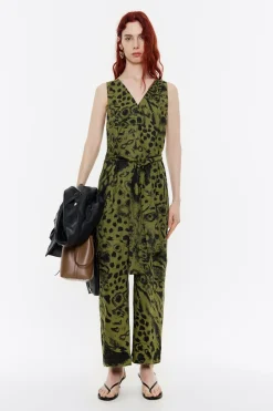 Mujer BIMBA Y LOLA Vestidos Y Monos<Mono Lino Animal Mix Verde