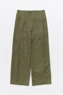 Mujer BIMBA Y LOLA Pantalones<Pantalon Campana Lino Caqui Lavado