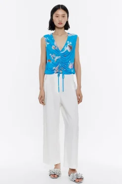 Mujer BIMBA Y LOLA Pantalones<Pantalon Campana Lino Lavado Marfil