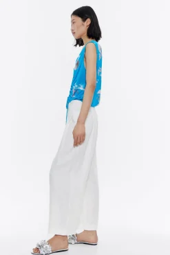 Mujer BIMBA Y LOLA Pantalones<Pantalon Campana Lino Lavado Marfil