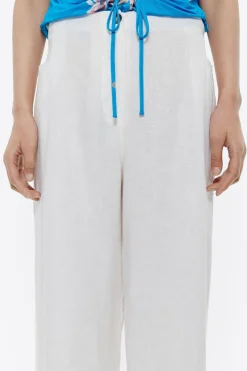 Mujer BIMBA Y LOLA Pantalones<Pantalon Campana Lino Lavado Marfil