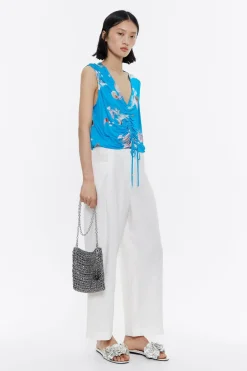 Mujer BIMBA Y LOLA Pantalones<Pantalon Campana Lino Lavado Marfil