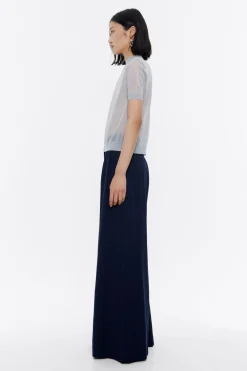 Mujer BIMBA Y LOLA Pantalones<Pantalon Campana Pinzas Marino Oscuro