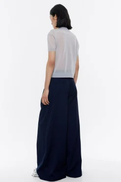 Mujer BIMBA Y LOLA Pantalones<Pantalon Campana Pinzas Marino Oscuro