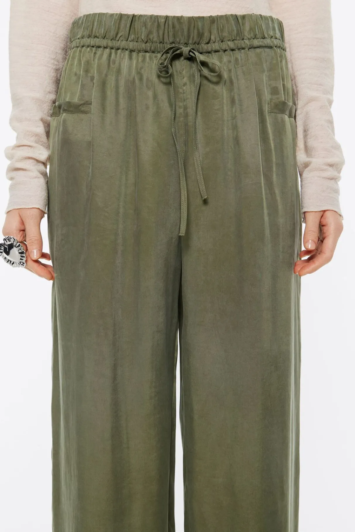 Mujer BIMBA Y LOLA Pantalones<Pantalon Jogger Tobillero Caqui Lavado