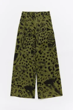 Mujer BIMBA Y LOLA Total Look<Pantalon Lino Animal Mix Verde