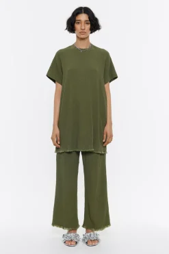 Mujer BIMBA Y LOLA Pantalones<Pantalon Recto Desflecado Caqui