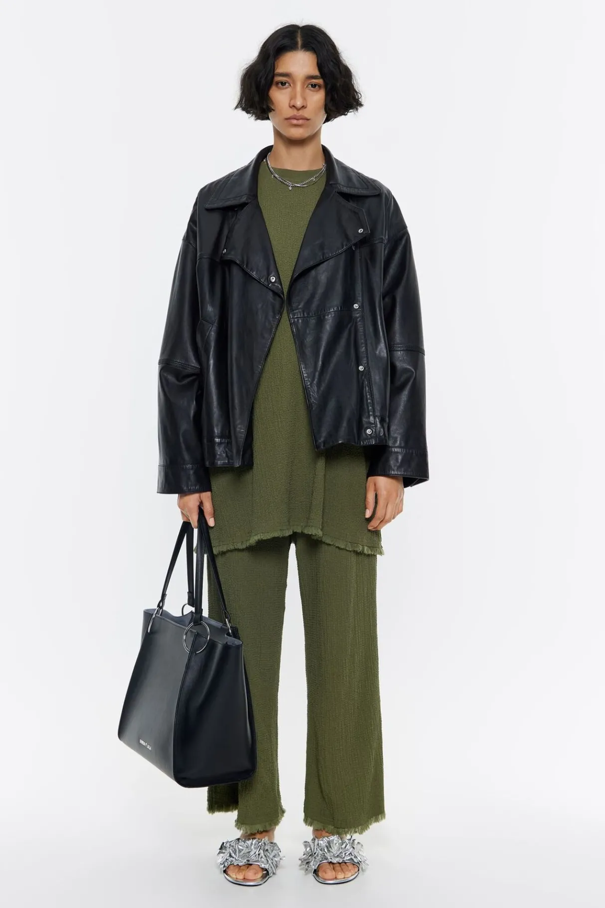 Mujer BIMBA Y LOLA Pantalones<Pantalon Recto Desflecado Caqui