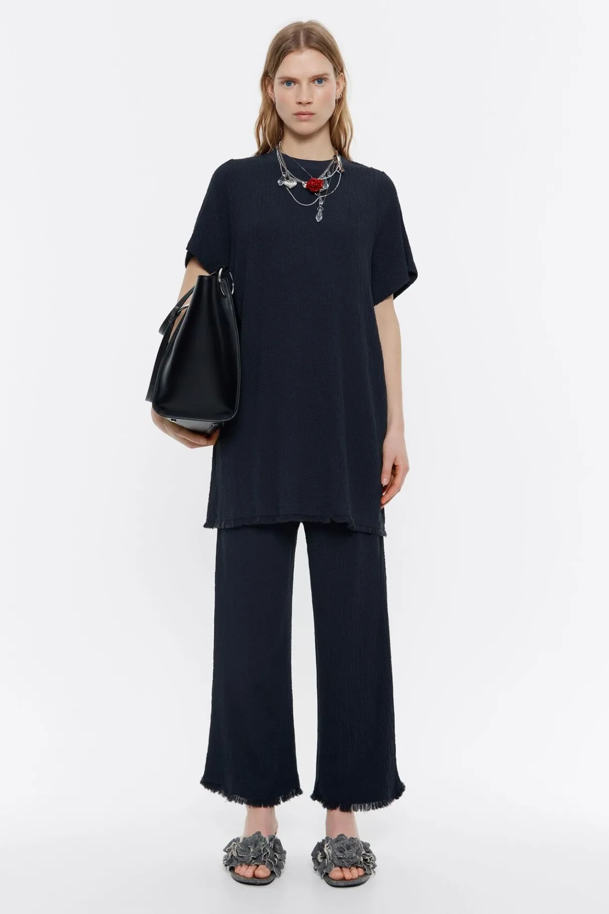 Mujer BIMBA Y LOLA Total Look<Pantalon Recto Desflecado Antracita