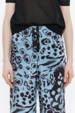 Mujer BIMBA Y LOLA Total Look<Pantalon Recto Fluido Animal Mix Azul