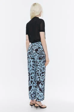 Mujer BIMBA Y LOLA Pantalones<Pantalon Recto Fluido Animal Mix Azul