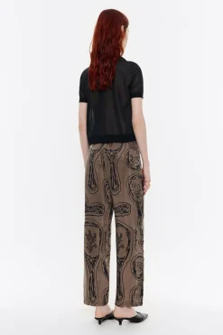 Mujer BIMBA Y LOLA Pantalones<Pantalon Recto Fluido Mirrors Caqui