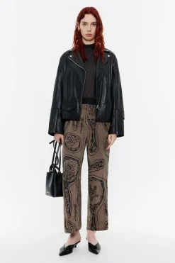 Mujer BIMBA Y LOLA Pantalones<Pantalon Recto Fluido Mirrors Caqui