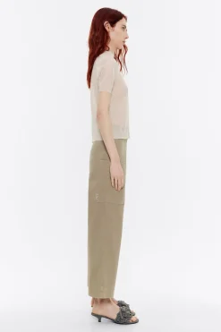 Mujer BIMBA Y LOLA Pantalones<Pantalon Recto Tobillero Caqui