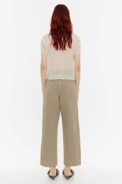 Mujer BIMBA Y LOLA Pantalones<Pantalon Recto Tobillero Caqui