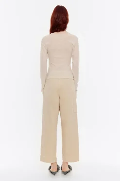 Mujer BIMBA Y LOLA Denim<Pantalon Recto Tobillero Beige
