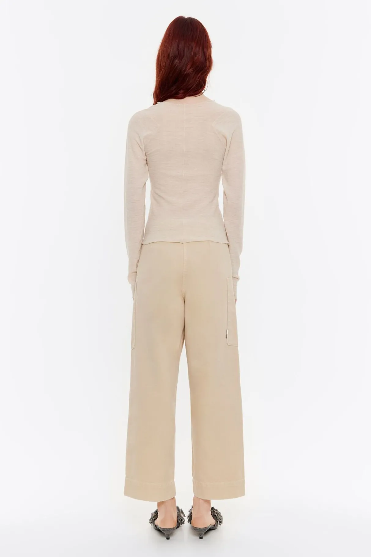 Mujer BIMBA Y LOLA Denim<Pantalon Recto Tobillero Beige