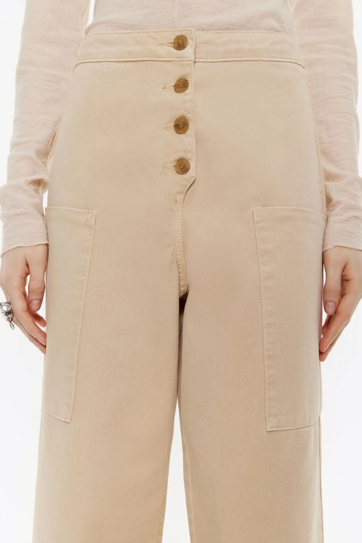 Mujer BIMBA Y LOLA Denim<Pantalon Recto Tobillero Beige