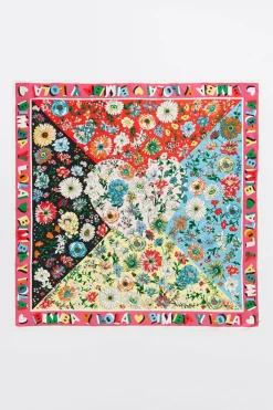 Mujer BIMBA Y LOLA Pañuelos<Panuelo Flores Marco Logo Fucsia