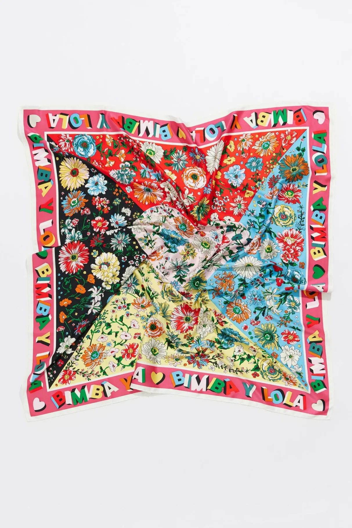 Mujer BIMBA Y LOLA Pañuelos<Panuelo Flores Marco Logo Fucsia