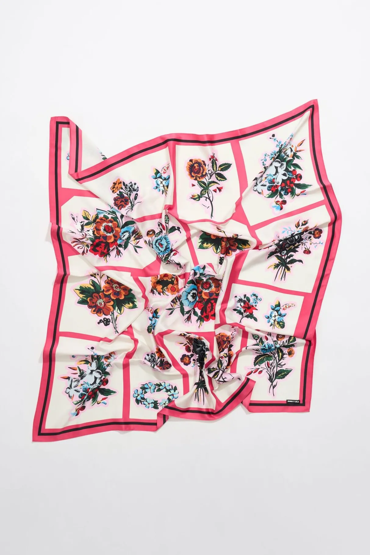 Mujer BIMBA Y LOLA Pañuelos<Panuelo Flores Y Geometria Rosa