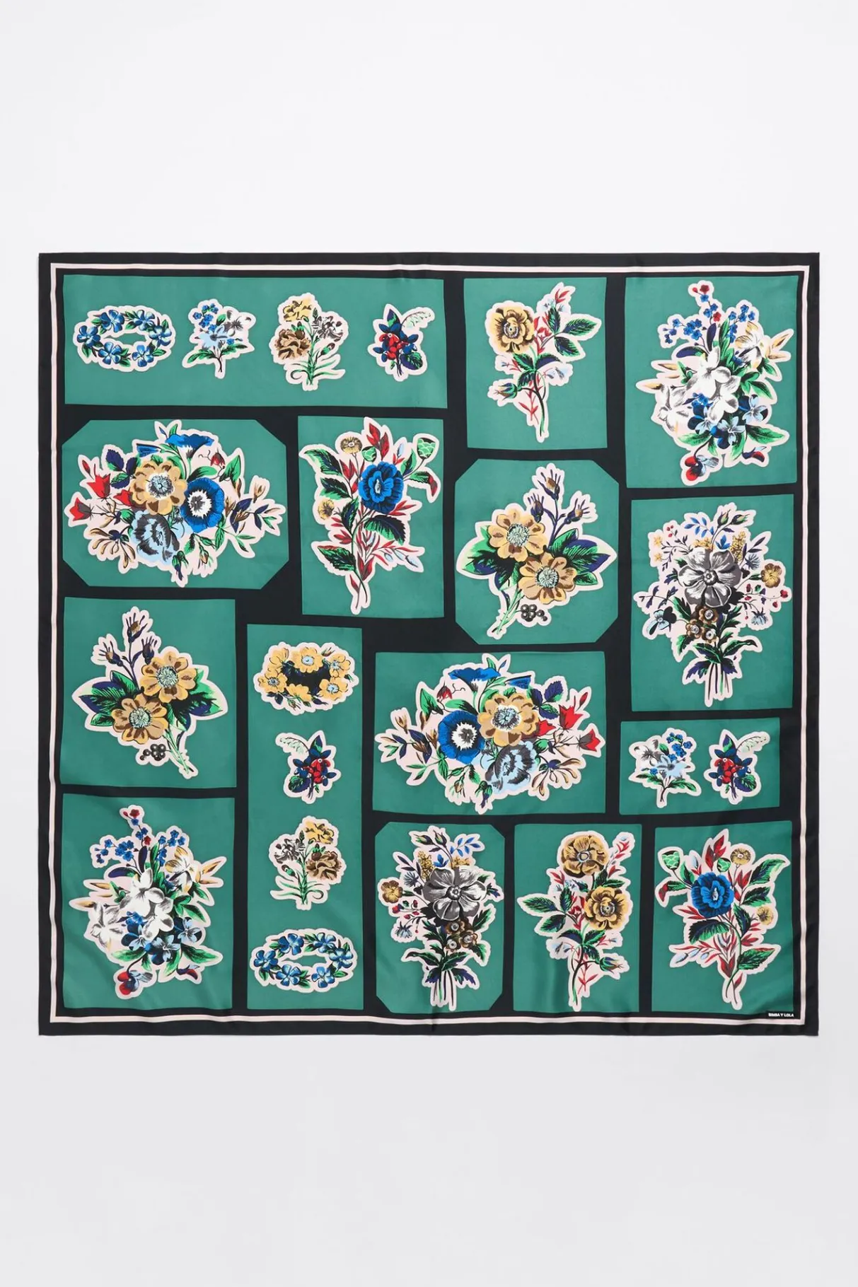 Mujer BIMBA Y LOLA Pañuelos<Panuelo Flores Y Geometria Verde