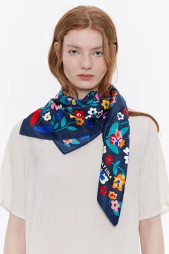 Mujer BIMBA Y LOLA Pañuelos<Panuelo Flores Y Jarrones Naif Azul