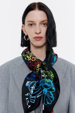 Mujer BIMBA Y LOLA Pañuelos<Panuelo Fondo Del Mar Multicolor Fondo Negro