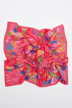 Mujer BIMBA Y LOLA Pañuelos<Panuelo Fondo Del Mar Multicolor Fondo Fresa