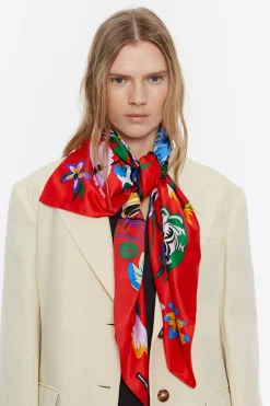 Mujer BIMBA Y LOLA Pañuelos<Panuelo Ramo De Flores Frambuesa