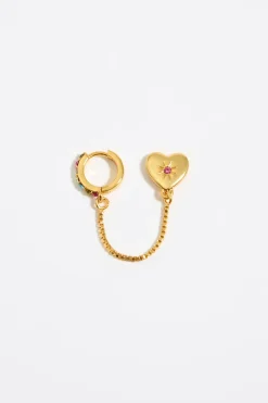 Mujer BIMBA Y LOLA Pendientes<Pendiente Doble Con Aro Y Corazon Cristales