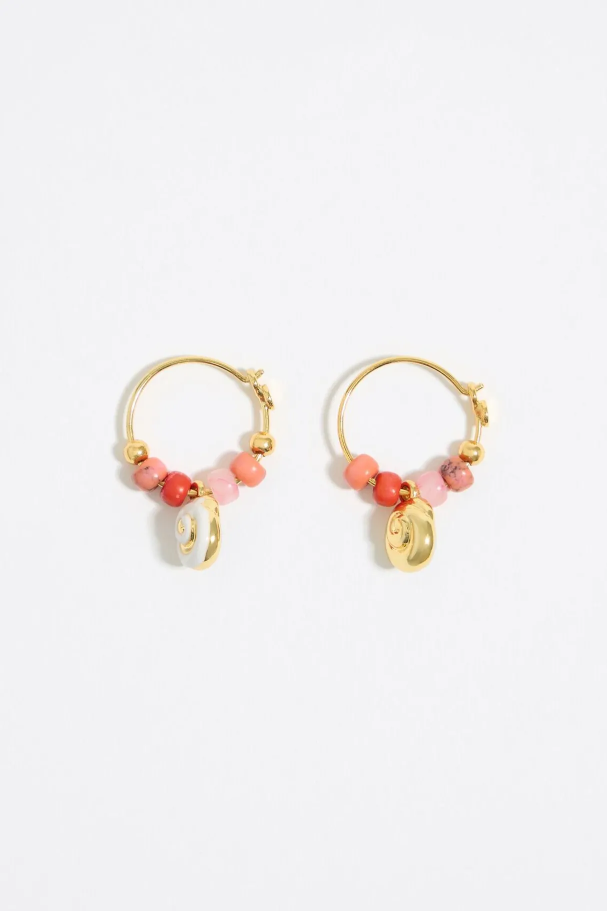 Mujer BIMBA Y LOLA Pendientes<Pendientes Aro Coral Y Caracola Dorada