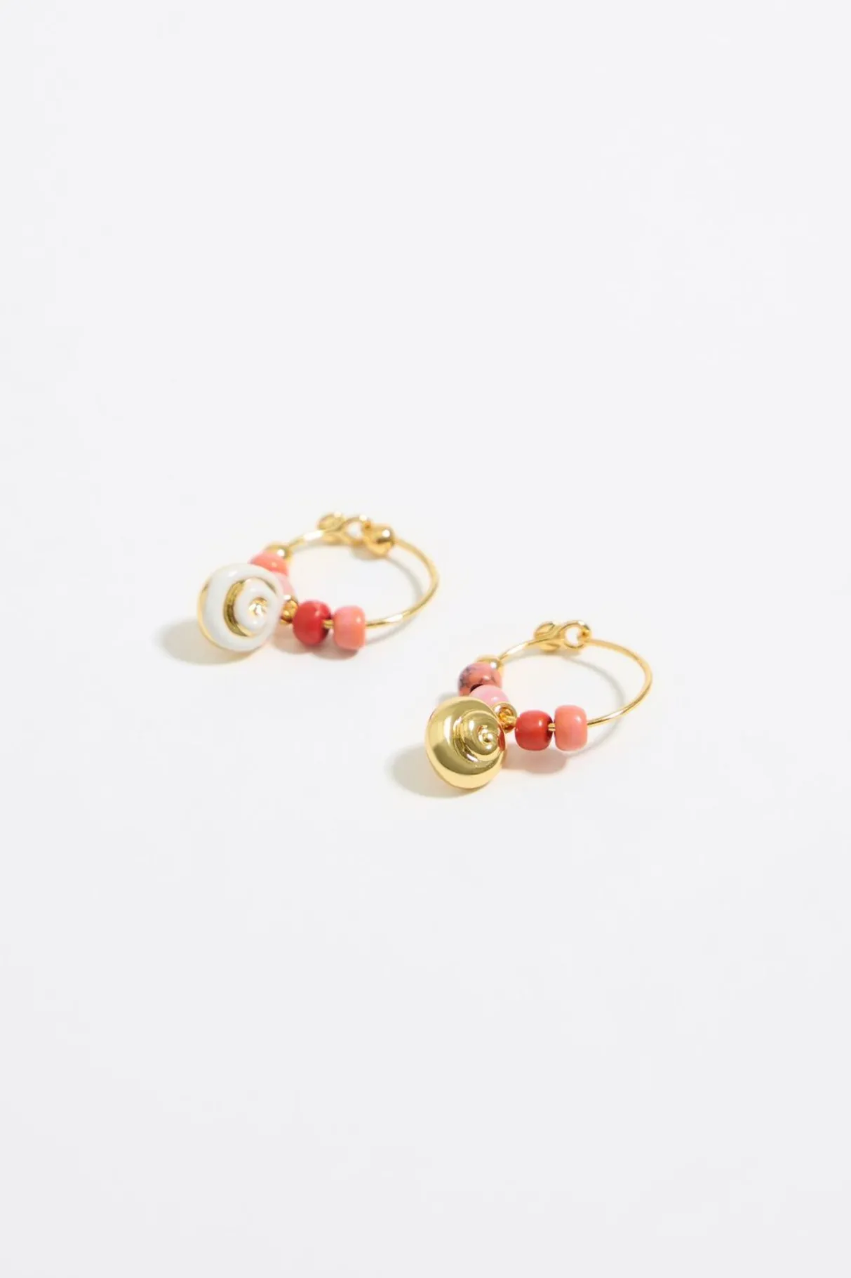 Mujer BIMBA Y LOLA Pendientes<Pendientes Aro Coral Y Caracola Dorada