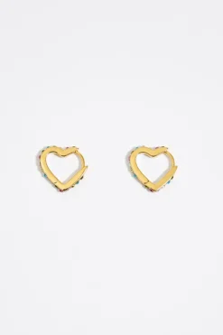 Mujer BIMBA Y LOLA Pendientes<Pendientes Aro Corazon Cristales Dorados
