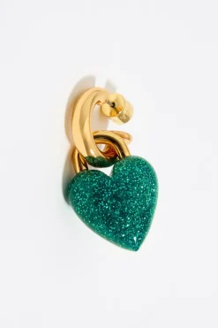 Mujer BIMBA Y LOLA Pendientes<Pendientes Aro Corazon Glitter Turquesa