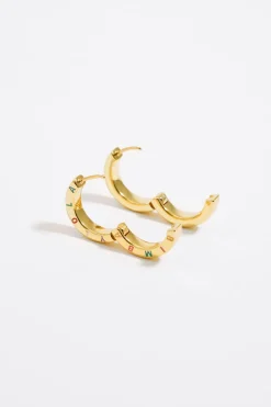 Mujer BIMBA Y LOLA Pendientes<Pendientes Aro Dorado Logo Multipastel