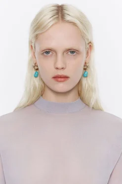 Mujer BIMBA Y LOLA Pendientes<Pendientes Aro Dorado Piedra Turquesa