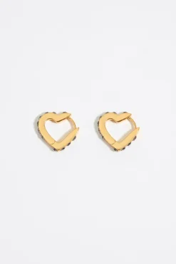 Mujer BIMBA Y LOLA Pendientes<Pendientes Aro Mini Dorado Corazon Cristales